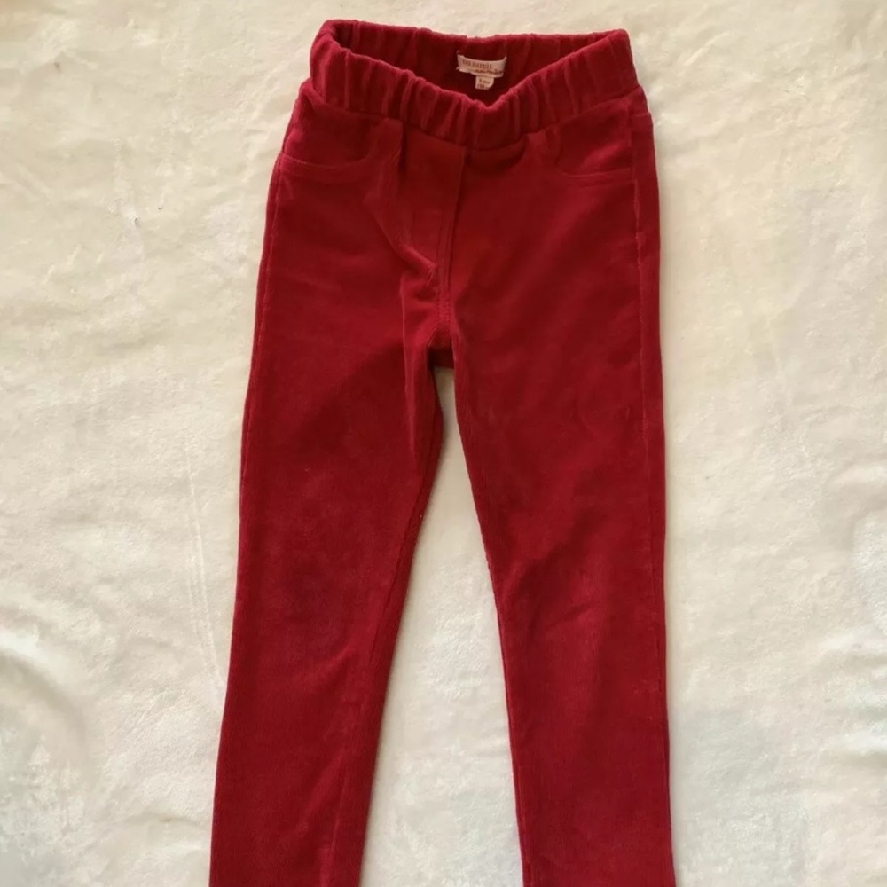 DPAM French 8 Red Velour stretch Pants/leggings.